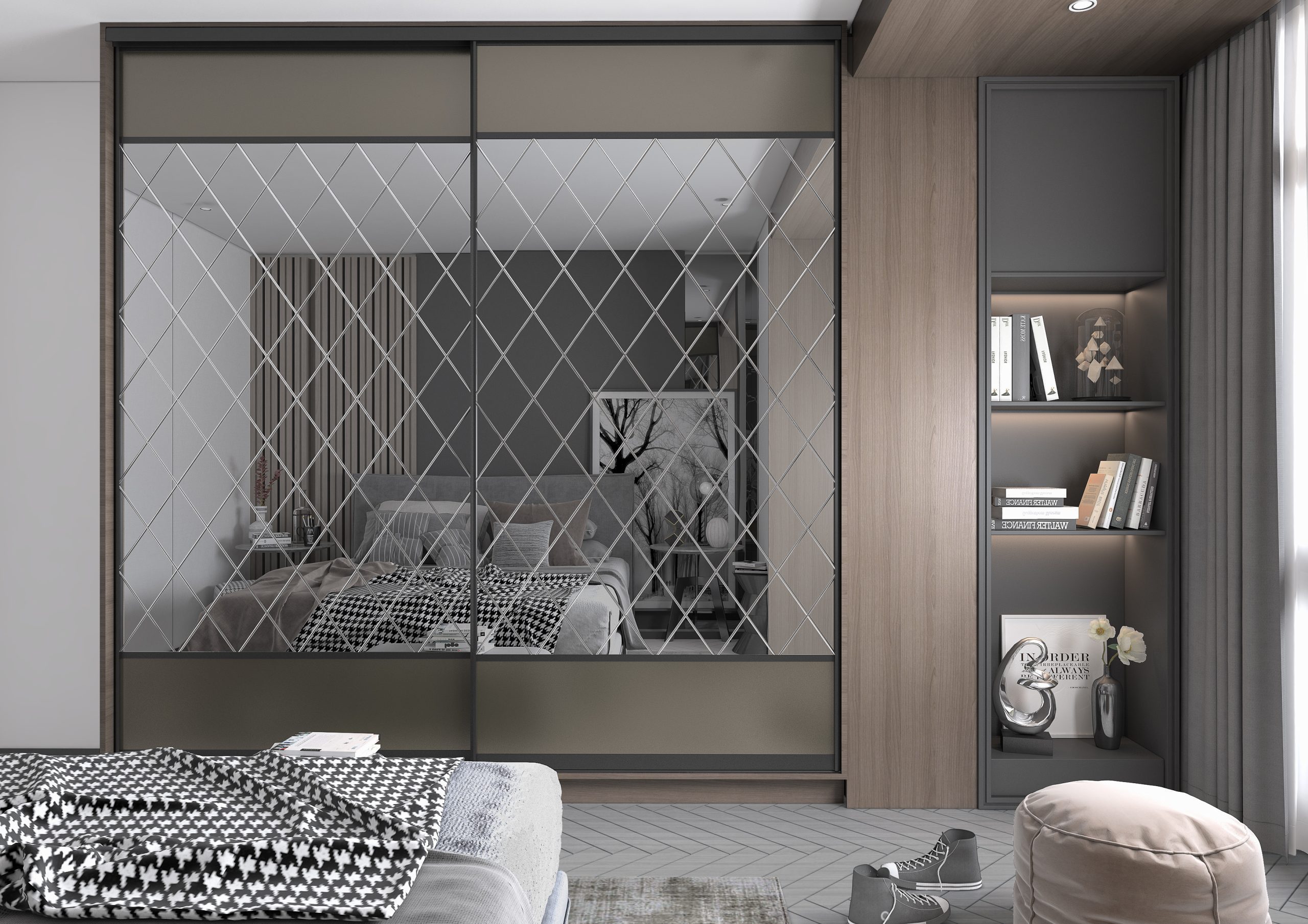 Persona Collection: Elegant Geometric Design Sliding Wardrobe by SLIDO