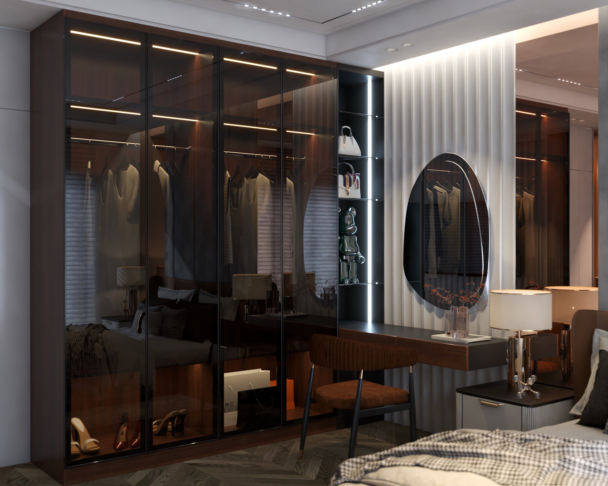 Pearl Design Collection: 4-Door Transparent Glass Sliding Door Wardrobe Desing by SLIDO