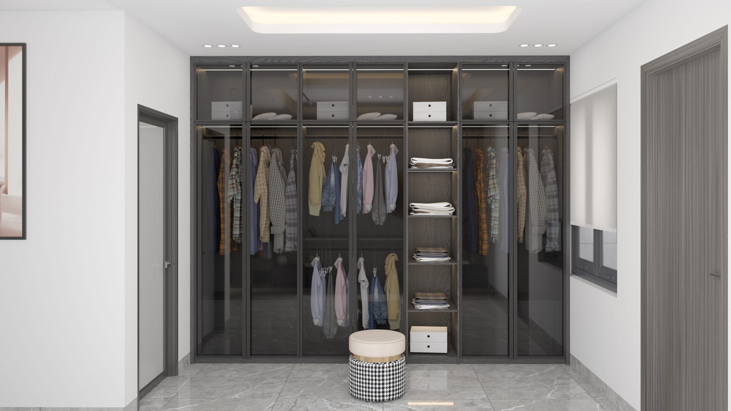 Pearl Design Collection: 4-Door Transparent Glass Sliding Door Wardrobe Desing by SLIDO