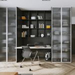 Elegant Pivot Door Wardrobe Design for Modern Offices by SLIDO Modern office with pivot door wardrobe