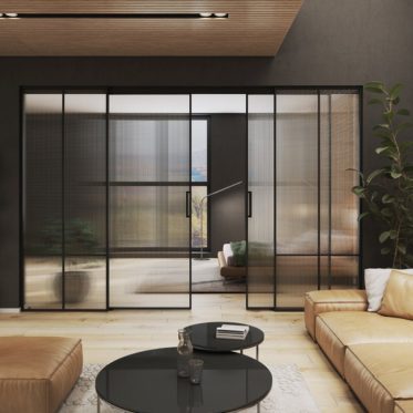 fluted glass room partition