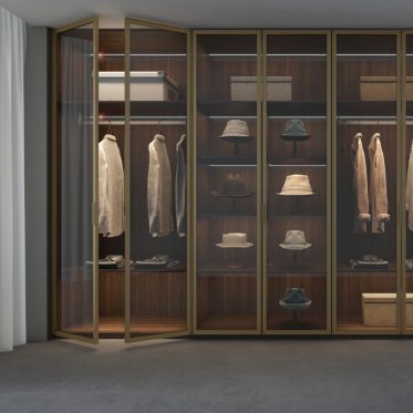 profile shutter wardrobe with transparent glass
